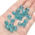 Set of 10mm light blue faceted round crystal beads for handmade DIY jewelry crafting - Round Beads / 10mm Approx 42 Pcs / Blue