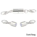 Silver magnetic lobster clasp connectors for DIY jewelry necklaces 5 sets per bag - 20x5mm Magnetic Clasp Set / 5 Sets / Silver