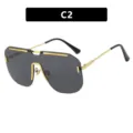 Gafas de sol cuadradas sin montura con remaches dorados y lentes grises, variante C2 - Montura Cuadrada (90028) / C2-all gray