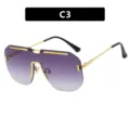 Gafas de sol de gran tamaño sin montura con lentes degradadas moradas y detalles metálicos - Montura Cuadrada (90028) / C3-Doble Gris