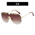 Gafas de sol cuadradas oversize sin montura con lentes degradadas marrones y remaches dorados - Montura Cuadrada (90028) / C4-Doble Marrón