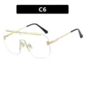 Oversized rimless square sunglasses featuring clear lenses and gold metal frame C6 - Square Frame (90028) / C6-Clear