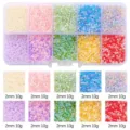 Detailed close-up view of 10-color 2mm seed bead set, 10g per color for DIY jewelry - 10-Compartment Pack / 3mm Transparent Frosted Seed Beads