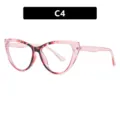Modieuze roze cat-eye brilmontuur met blauw licht filterglazen, variant kleur C4 - Roze Schildpad Montuur Heldere Glazen (5605)
