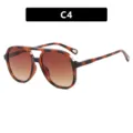 Lunettes de soleil aviateur rétro à double pont avec monture écaille et verres dégradés - Taille unique / Style Écaille de Tortue Double Thé (C4)