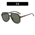 Lunettes de soleil aviateur rétro à double pont avec monture écaille et verres vert foncé - Taille unique / Style Écaille de Tortue Vert Foncé (C5)