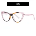 Modieuze roze en schildpad cat-eye brilmontuur met blauw licht filter variant C5 - Driekleurig Montuur Heldere Glazen (5605)