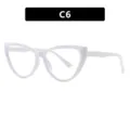 Stijlvol wit driehoekig cat-eye brilmontuur met blauw licht filterglazen, variant C6 - Massief Wit Montuur Heldere Glazen (5605)