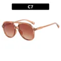 Lunettes de soleil aviateur rétro monture ambre transparente et verres dégradés C7 - Taille unique / Monture Thé Style Double Thé (C7)