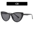 Trendy zwart driehoekig cat-eye brilmontuur, variant C8 met blauwlichtfilter bescherming - Glanzend Zwart Montuur Grijze Glazen (5605)
