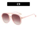 Lunettes de soleil aviateur roses à double pont avec verres dégradés, SKU C9 - Taille unique / Style Rose Gelée (C9)