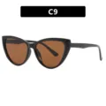 Modieuze zwarte cat-eye montuur met bruine glazen, SKU-variant modelcode C9 - Glanzend Zwart Montuur Bruine Glazen (5605)
