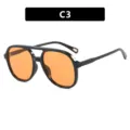 Lunettes de soleil aviateur rétro à double pont avec verres oranges et monture noire - Taille unique / Style Noir Brillant Verres Oranges (C3)