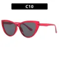 Stijlvol rood transparant cat-eye brilmontuur met trendy driehoekig ontwerp C10 - Wijnrood Montuur Grijze Glazen (5605)