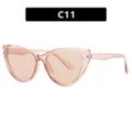 Stijlvol transparant roze cat-eye brilmontuur met blauwlichtfilter voor damesmode - Champagne Montuur Bruine Glazen (5605)
