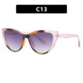 Roze cat-eye brilmontuur met schildpadpatroon en paarse gradiëntglazen - Driekleurig Dubbel Grijs Glazen (5605)