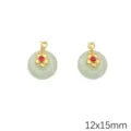 Colgante de flor de imitación de jade estilo chino 12x15mm para joyería artesanal - Círculo Flor / Paquete de 2