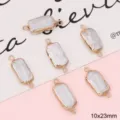 Irregular natural freshwater pearl pendant with gold plating frame and double loops - 1 Piece (10x23mm)