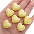 18mm creamy yellow heart shaped acrylic smiley face beads for DIY jewelry and accessory making - Heart Smile Face / 2 Pieces / Yellow