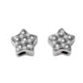 Perline a stella a cinque punte placcate in argento con motivo a quadri e stelle - 1 Pezzo/Pacchetto / Quadri grigio e bianco
