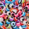 Perles rondes en résine œil turc multicolores pour création de bijoux DIY - Lot de 25 / 8mm