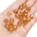 Faceted amber crystal 10mm glass loose beads for DIY jewelry making handmade craft - Round Beads / 10mm Approx 42 Pcs / Brown