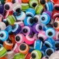 Mélange coloré de perles rondes en résine Evil Eye turc pour la création de bijoux DIY - Lot de 25 / 10mm