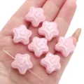 18mm pink acrylic star beads with smiley face design for DIY bracelet and craft making - Star Smiley Style / 2 Pieces / Pink