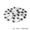 10mm self-adhesive black and white googly wiggle eyes for DIY crafts, 200 pieces per bag - 10mm (200 Pieces/Pack)