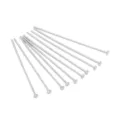 Silver T-head pins for DIY jewelry making, essential beading components for charms. - Length 30mm Thickness 0.6mm (10 Pieces/Pack) / White Gold Plated
