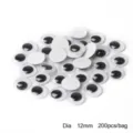 200pcs self-adhesive 12mm black and white googly eyes for DIY kids animal crafts - 12mm (200 Pcs/Pack)
