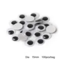 Pack of 100 self-adhesive googly eyes for DIY crafts, 15mm diameter size - 15mm (100 Pieces Pack)