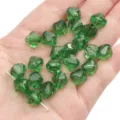 Premium 10mm emerald green faceted crystal bicone beads for DIY handmade jewelry making - Diamond Pattern / 10mm Approx 46 Pcs / Green