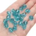 Sparkling teal 10mm faceted bicone crystal beads for DIY handmade jewelry and bracelets - Diamond Pattern / 10mm Approx 46 Pcs / Blue