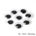 Self-adhesive 24mm black and white googly eyes for DIY craft projects, 50pcs bag - 24mm (50 Pieces/Pack)