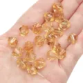 Champagne gold 10mm faceted bicone crystal beads for DIY handmade jewelry crafts - Diamond Pattern / 10mm Approx 46 Pcs / Light Coffee
