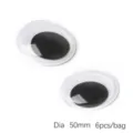 Large 50mm self-adhesive googly eyes for DIY animal crafts, 6 pieces per bag pack - 50mm (6 Pcs/Pack)