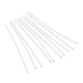 Silver-colored arc surface metal T-pins for jewelry making and beading DIY projects - Length 50mm Thickness 0.6mm (10 Pieces/Pack) / White Gold Plated