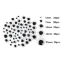 Assorted black and white adhesive googly eyes set in sizes 5mm to 15mm for DIY crafts - Mixed Sizes 5/7/10/12/15mm