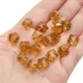 10mm amber faceted bicone crystal glass beads for DIY handmade jewelry making on hand - Cube / 10mm Approximately 36 Pieces / Brown