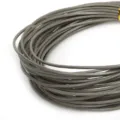 Premium grey round faux leather cord for DIY jewelry making and bracelet necklace materials - Diameter 2mm 5m / Gray