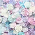 Pastel gradient ABS pearlescent rose and butterfly beads for DIY jewelry and hair crafts - 20g/Pack (Approx 15-60 Pcs) / Pale Blue