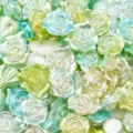 Gradient pearlescent ABS rose flower loose beads for DIY hair accessories and phone cases - 20g/Pack (Approx 15-60 Pcs) / Summer Green