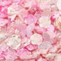 Elegant pink gradient ABS pearl rose and butterfly shaped loose beads for DIY crafts - 20g/Pack (Approx 15-60 Pcs) / Cherry Pink