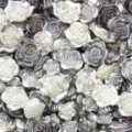 Cream and silver gradient ABS pearl rose flower beads for DIY hair accessories and phone cases - 20g/Pack (Approx 15-60 Pcs) / Premium Grey