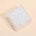 Satz halbtransparenter weißer Glasperlen für DIY-Schmuck in einer quadratischen Box - Geölte Rundperle Jade-Finish / 10g Packung (Ca. 4mm/100 Stück) / Opal