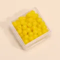 Leuchtend gelbe runde Glasperlen für DIY-Schmuck in einer klaren Kunststoffbox - Geölte Rundperle Jade-Finish / 10g Packung (Ca. 4mm/100 Stück) / Huanglong-Jade