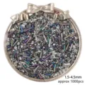 Detailed view of mixed 1.5-4.5mm glass bugle and seed beads in a tray - 30g/Pack (Approx. 1000 Pcs) / Gunmetal Series
