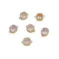 14K gold plated square cubic zirconia double loop connector pendants for DIY jewelry - Square Double Bail (14K Gold Plated) / 10x7mm (1 Piece) / Clear White Zirconia
