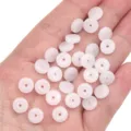 Light pink glass jade imitation donut beads for DIY jewelry making, flat round spacer beads. - 8mm (Aperture approx. 1mm) 10 Pieces/Pack / Jade White